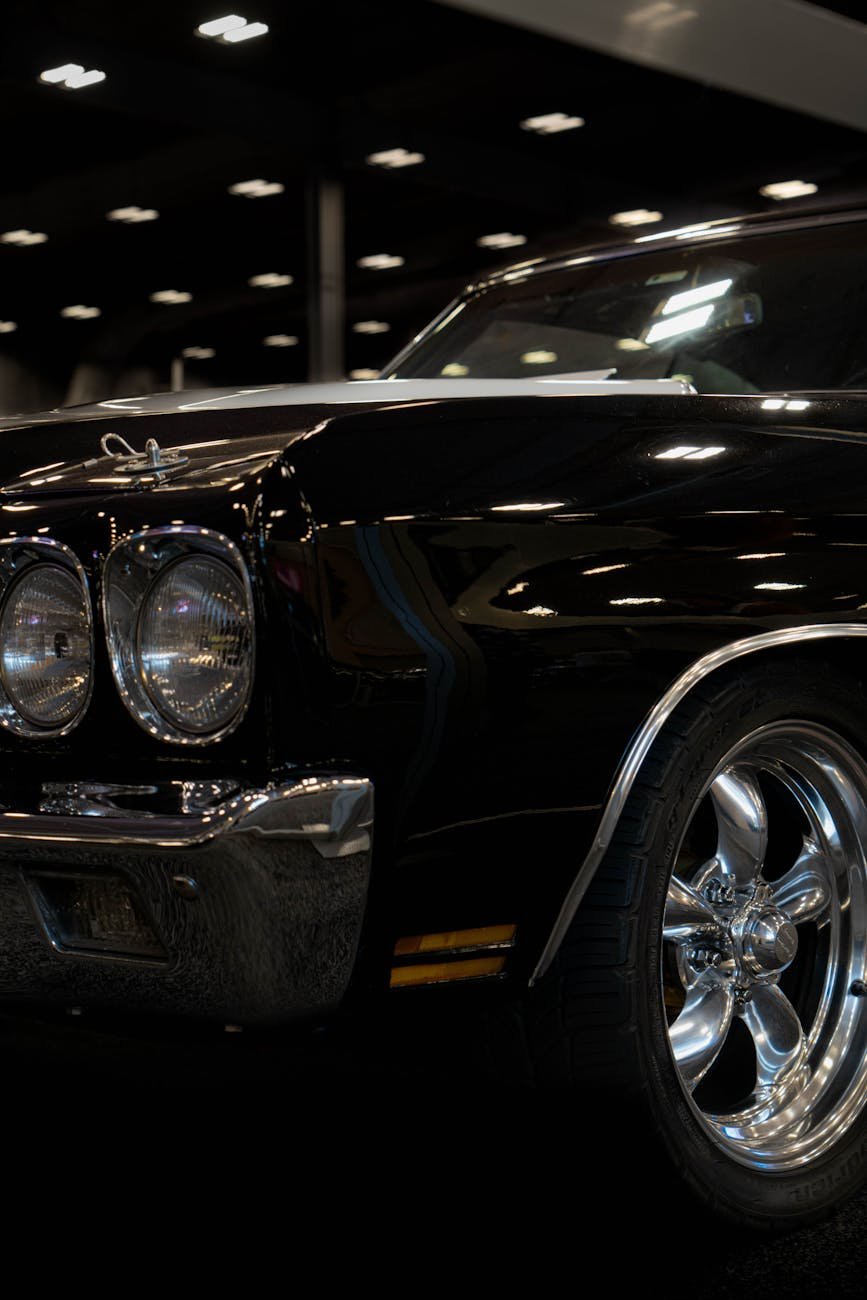 a black vintage car