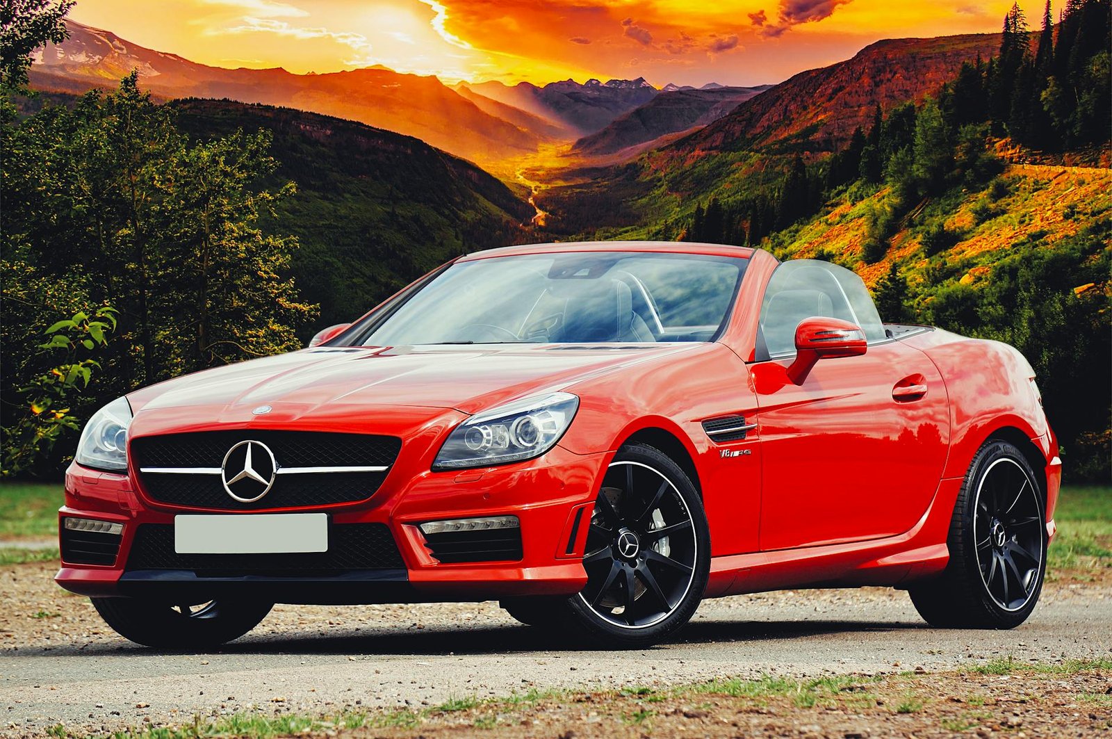 red mercedes benz convertible