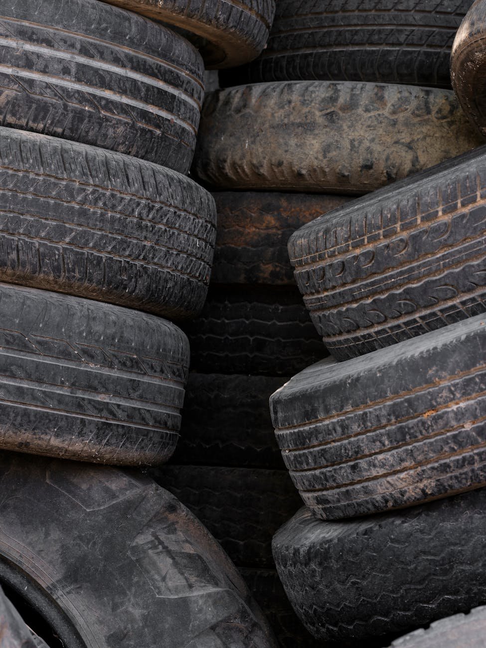 stacked used tires for recycling and reuse
