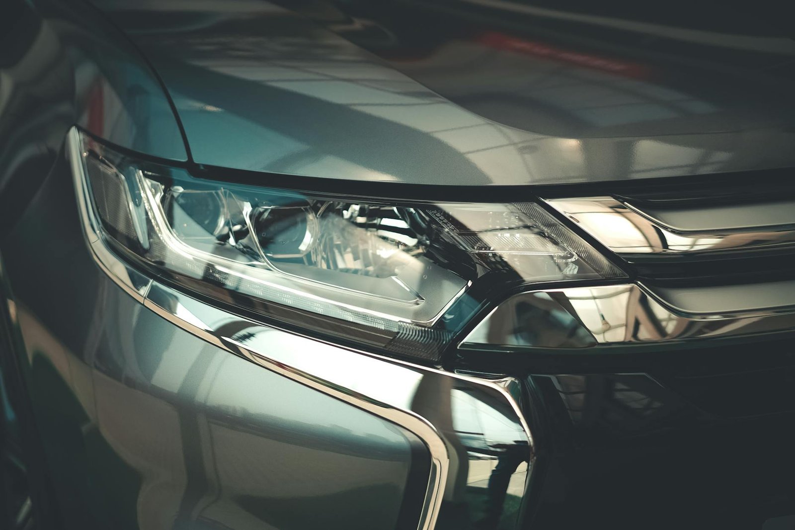 close up of car headlight
