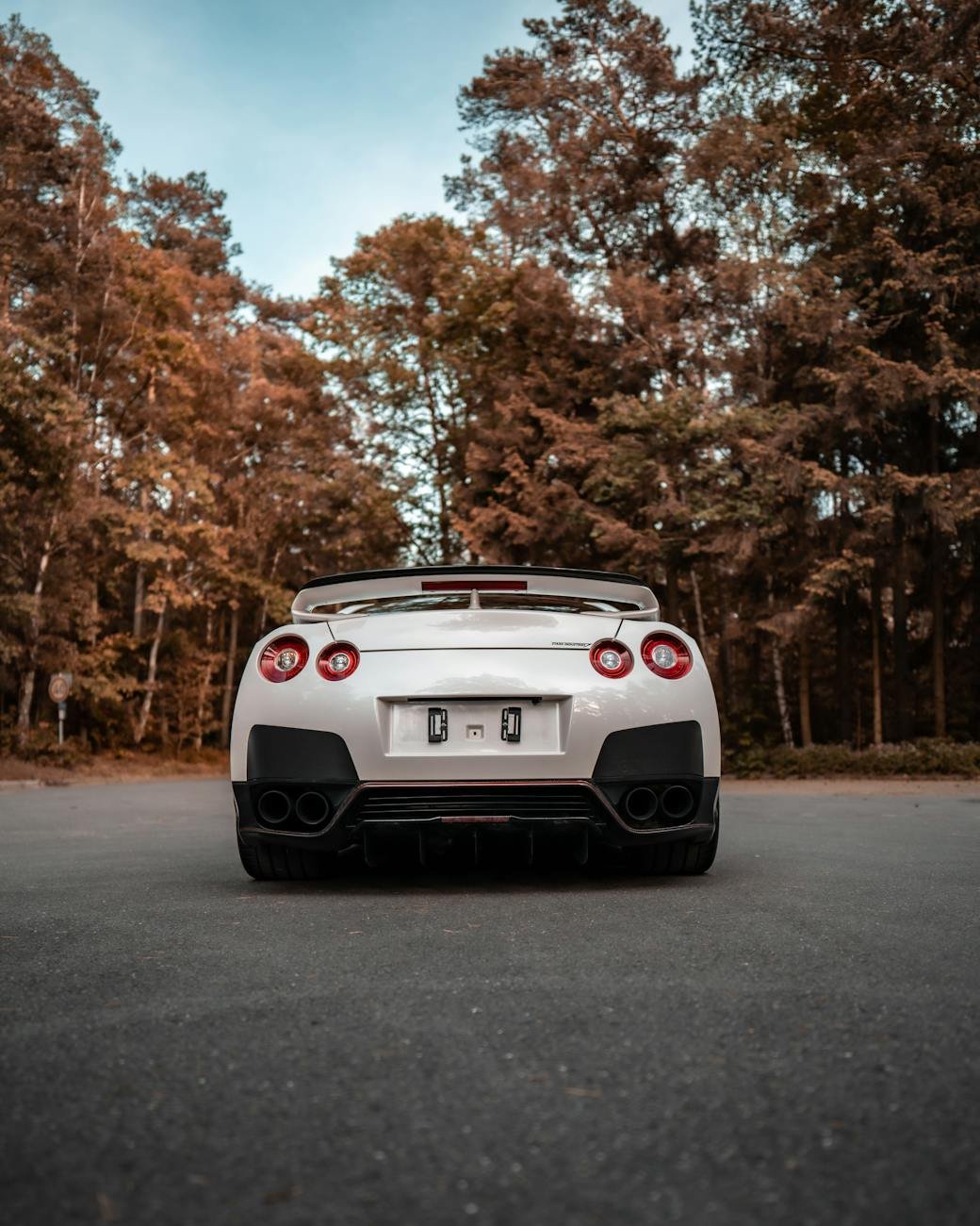 rear view of white nissan gt r