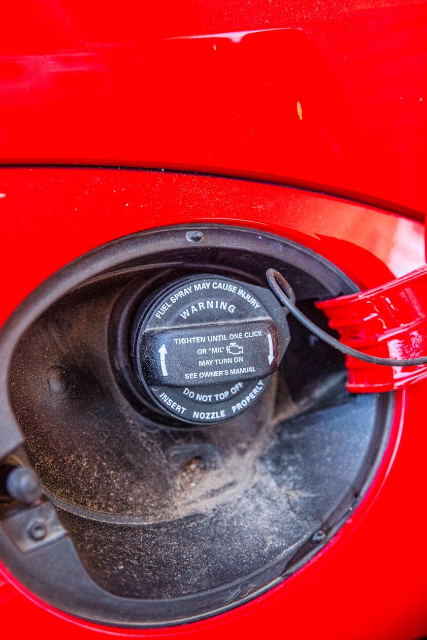 a red car s fuel tank opening